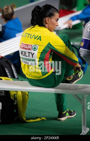 Istanbul, Türkei. 5. März 2023. Dovilė Kilty nimmt am 4. Tag der Europameisterschaft der Leichtathletik in der Ataköy Athletics Arena in Istanbul, Türkei, am Dreifachsprung-Finale der Frauen Teil. Foto: Gary Mitchell/Alamy Live News Stockfoto