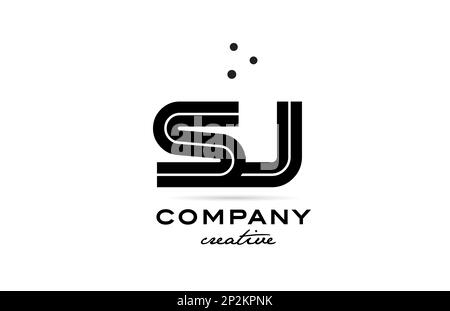 SJ Schwarz-Weiß-Logo mit Buchstaben und Punkten. Wir sind dem kreativen Vorlagendesign für Unternehmen und Unternehmen beigetreten Stock Vektor