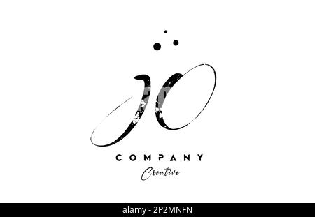Kombination aus Vintage-JO-Logo und Punkten. Kreative handgeschriebene Vorlage für Unternehmen und Unternehmen Stock Vektor