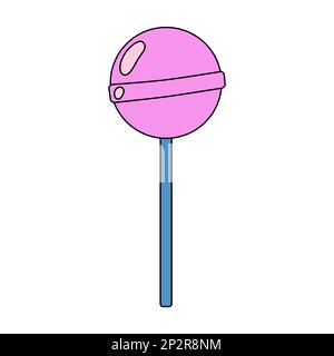 Runder pinkfarbener Lollipop, Retro-Designelement, Vektorgrafik Stock Vektor