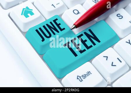 Handschriftlicher Text June Teen. Geschäftsansatz gesetzlicher Feiertag in den Vereinigten Staaten vom Ende der Sklaverei in den USA Stockfoto