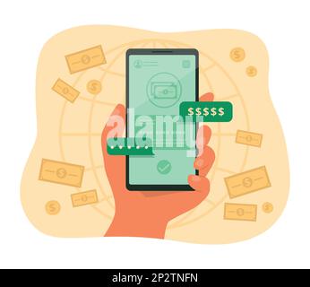 Illustration des Konzepts der Online-Zahlung per Smartphone für Online-Shopping Stock Vektor
