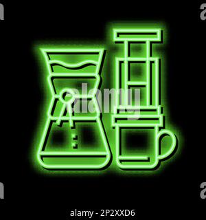 Kanne zum Brühen von Kaffee, Symbol für Neonglühen Stock Vektor