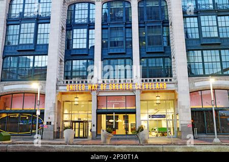 The United Way of Greater Cleveland Headquarters im historischen Lindner Building an der Euclid Avenue im Playhouse Square District in Cleveland, OH. Stockfoto