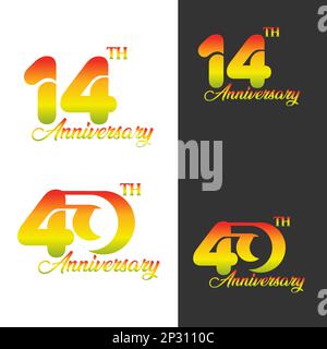 14 of 40 Years Anniversary Vector Template Design Illustration.EPS 10 Stock Vektor