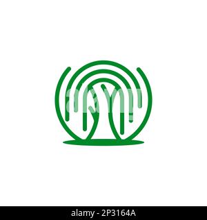 Eiche oder banyan Tree Line Art Logo Symbol Design Vector Illustration.EPS 10 Stock Vektor