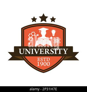 Abzeichen für Universitätsschule Logo Design Vektorbild. Logo für Ausbildungs-Logos. Highschool-Emblem der Universität Stock Vektor