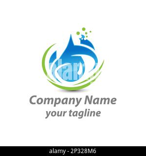 Logo-Vorlage für Tropfwasser, Kühlung und Heizung. Sanitär, Heizung, Gasversorgung, Klimaanlage.EPS 10 Stock Vektor