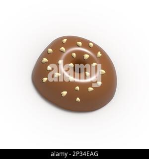 Glasierter Schokoladen-Donut 3D mit realistischem Design. Süßes Essen, Donuts mit Streusel. 3D-Darstellung auf weißem Hintergrund isoliert rendern Stockfoto