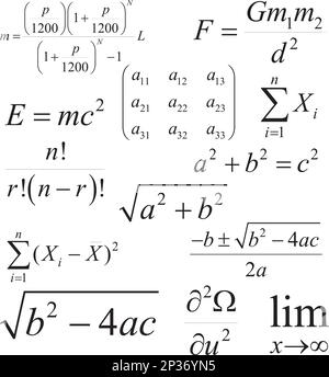 Mathematische und physikalische Vektorformeln. Mehrschichtig. Bearbeitbar Stock Vektor