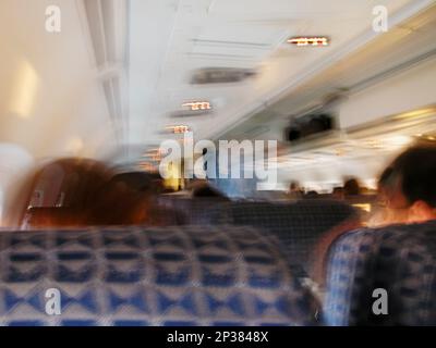 Der Stress und die Aussicht am Flughafen während der Reise Stockfoto