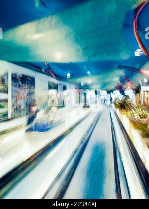 Der Stress und die Aussicht am Flughafen während der Reise Stockfoto