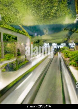 Der Stress und die Aussicht am Flughafen während der Reise Stockfoto