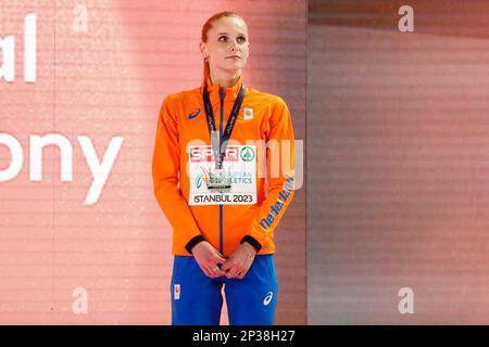 ISTANBUL, TÜRKEI - MÄRZ 5: Britt Weerman der Niederlande nimmt am 3. Tag der Europameisterschaft in der Leichtathletik-Halle in der Atakoy Athletics Arena am 5. März 2023 in Istanbul, Türkei Teil (Foto: Nikola Krstic/BSR Agency) Stockfoto