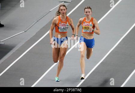 Femke Bol und Lieke Klaver aus den Niederlanden, 400m Frauen bei der europäischen Leichtathletik-Hallenmeisterschaft 2023 am 4. März 2023 in der Atakoy Arena in Istanbul, Türkei - Photo Laurent Lairys/DPPI Stockfoto