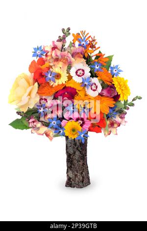 Surreale Sommerblumen, Wildblumen und Kräuterbäume Formen eine bizarre Zusammensetzung. In der alternativen natürlichen Pflanzenheilkunde verwendete Flora. Stockfoto