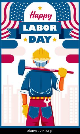 Happy Labor Day – Hammer Für Den Männlichen Hammer Stock Vektor