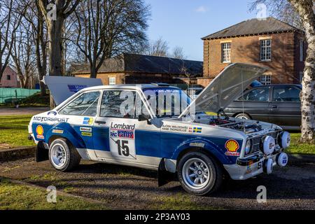 1977 Ford Escort RS „VHK74S“ auf der Ford-Versammlung am 26. Februar 2023 im Bicester Heritage Centre. Stockfoto