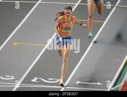 Femke Bol aus den Niederlanden, 400m Frauen bei der European Athletics Indoor Championship 2023 am 4. März 2023 in der Atakoy Arena in Istanbul, Türkei – Foto: Laurent Lairys / DPPI/LiveMedia Stockfoto