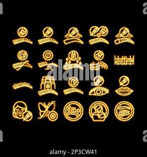 Abbildung: Neonlicht-Symbol für das Tattoo-Schönheitsverfahren der Augenbraue Stock Vektor