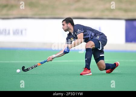 Hobart, Australien. 05. März 2023. Facundo Zárate von Argentinien National Field Hockey-Mannschaft der Männer in Aktion während des 2022/23 im Tasmanian Hockey Centre abgehaltenen Spiels der International Hockey Federation (FIH) Men's Pro-League zwischen Spanien und Argentinien. Endstand Argentinien 1:0 Spanien. (Foto: Luis Veniegra/SOPA Images/Sipa USA) Guthaben: SIPA USA/Alamy Live News Stockfoto