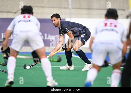 Hobart, Australien. 05. März 2023. Santiago Tarazona von Argentinien National Field Hockeymannschaft der Herren in Aktion während des 2022/23 im Tasmanian Hockey Centre abgehaltenen Spiels der International Hockey Federation (FIH) Men Pro-League zwischen Spanien und Argentinien. Endstand Argentinien 1:0 Spanien. (Foto: Luis Veniegra/SOPA Images/Sipa USA) Guthaben: SIPA USA/Alamy Live News Stockfoto