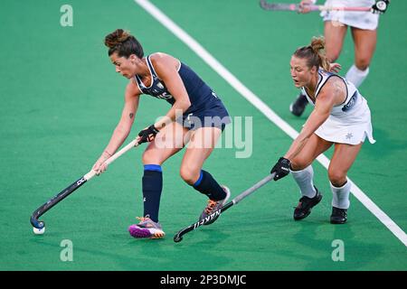 Hobart, Australien. 05. März 2023. Agustina Albertario von Argentinien die National Field Hockey-Mannschaft der Frauen wurde beim 2022/23. Spiel der International Hockey Federation (FIH) Women's Pro-League zwischen den USA und Argentinien im Tasmanian Hockey Centre in Aktion gesehen. Endstand Argentinien 3:0 USA Gutschrift: SOPA Images Limited/Alamy Live News Stockfoto