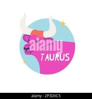 Taurus zodiac-Zeichen. Das zweite Symbol des Horoskops. Ein astrologisches Zeichen der im Mai geborenen. Vektordarstellung für Konstruktion. Stock Vektor