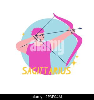 Sagittarius zodiac-Zeichen. Das neunte Symbol des Horoskops. Ein astrologisches Zeichen der im Dezember geborenen. Vektordarstellung für Konstruktion. Stock Vektor