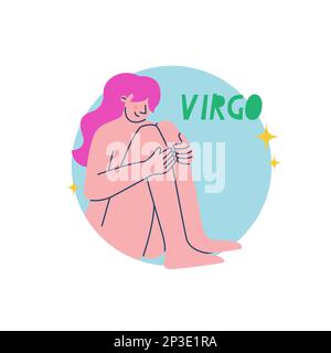 Sternzeichen Virgo. Das sechste Symbol des Horoskops. Ein astrologisches Zeichen von den im September geborenen. Vektordarstellung für Konstruktion. Stock Vektor
