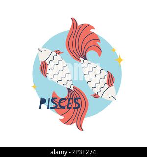Pisces zodiac-Zeichen. Das zwölfte Symbol des Horoskops. Ein astrologisches Zeichen von den im März geborenen. Vektordarstellung für Konstruktion. Stock Vektor