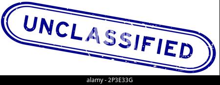 Grunge blaue, nicht klassifizierte Gummidichtung auf weißem Hintergrund Stock Vektor