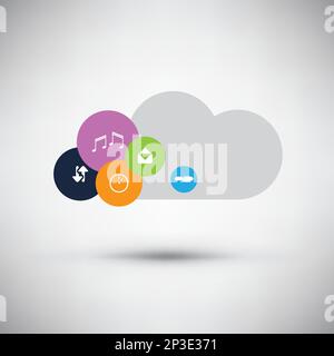 Cloud-Computing-Designkonzept mit Symbolen Stock Vektor