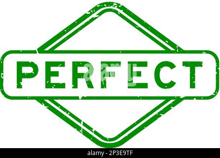 Grunge Green Perfect Word Gummidichtung Stempel auf weißem Hintergrund Stock Vektor