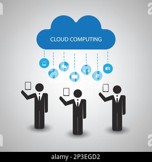 Cloud-Computing-Konzeptentwurf Mit Symbolen Und Menschen Stock Vektor