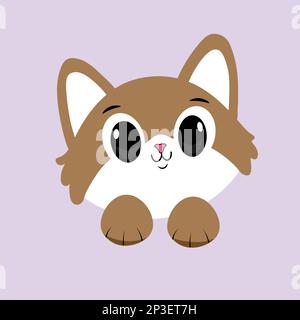 Süße graue Katzenpfoten über der Wand, Zeichentrickfilm, Vektorbild Stock Vektor