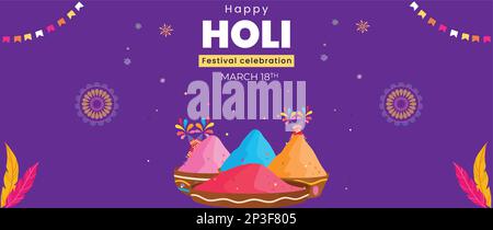 Happy holi Festival Vektor horizontale Banner Illustration Design indisches Festival Stock Vektor
