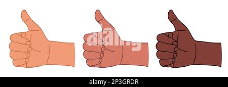 Daumen hoch, Finger zeigt Vektor isoliert. Stock Vektor