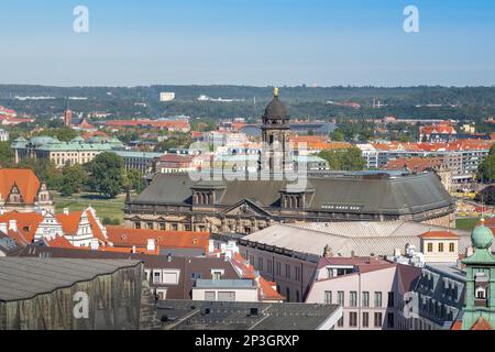 Das Sachsische Standehaus - Oberlandesgericht Dresden - Dresden, Soxony, Deutschland aus der Vogelperspektive Stockfoto
