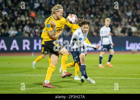 Aarhus, Dänemark. 03., März 2023. Mikael Anderson (8) von AGF, der während des 3F stattfindenden Superliga-Spiels zwischen Aarhus GF und AC Horsens im Ceres Park in Aarhus gesehen wurde. (Foto: Gonzales Photo - Balazs Popal). Stockfoto