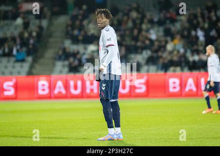 Aarhus, Dänemark. 03., März 2023. Yann Bisseck (4) von AGF, gesehen während des 3F stattfindenden Superliga-Spiels zwischen Aarhus GF und AC Horsens im Ceres Park in Aarhus. (Foto: Gonzales Photo - Balazs Popal). Stockfoto