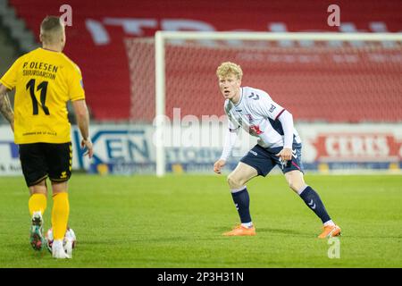 Aarhus, Dänemark. 03., März 2023. Tobias Molgaard (14) von der AGF während des 3F stattfindenden Superliga-Spiels zwischen Aarhus GF und AC Horsens im Ceres Park in Aarhus. (Foto: Gonzales Photo - Balazs Popal). Stockfoto