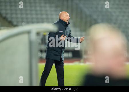 Aarhus, Dänemark. 03., März 2023. Cheftrainer Uwe Rösler von AGF, gesehen während des Superliga-Spiels 3F zwischen Aarhus GF und AC Horsens im Ceres Park in Aarhus. (Foto: Gonzales Photo - Balazs Popal). Stockfoto