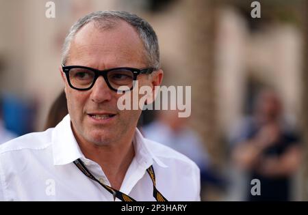 Stefano Domenicali, CEO der Formel-1-Gruppe vor dem Großen Preis von Bahrain auf der Bahrain International Circuit, Sakhir. Foto: Sonntag, 5. März 2023. Stockfoto