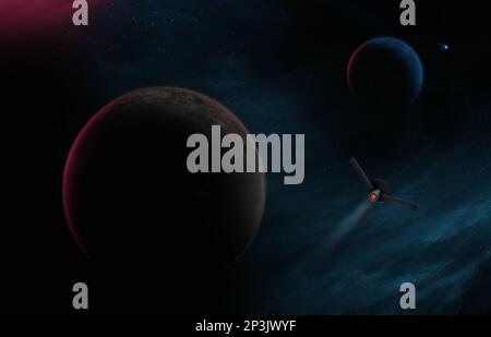 Himmelskunst, Planets in Deep Space, die die Schönheit der Weltraumforschung zeigen. Planetentextur von NASA, 3D-Rendering, 3D-Illustration Stockfoto