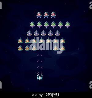 Ein Top-View-Spiel über Eindringlinge im Weltraum Stock Vektor