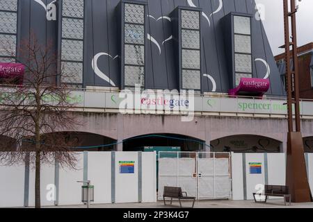 Das Castlegate Einkaufszentrum, das im Rahmen der Regenerationspläne der Stockton Waterfront für den Abriss geplant ist. Stockton on Tees, Großbritannien. Stockfoto