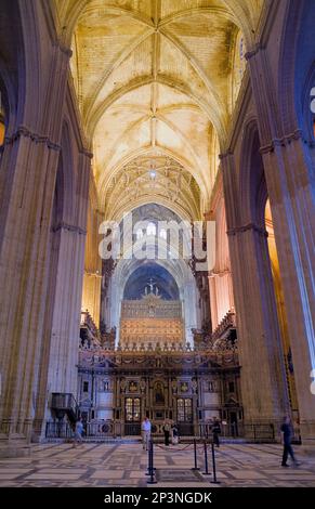 Gewölbe des Mittelschiffs, Kathedrale von Sevilla, Sevilla, Andalusien, Spanien Stockfoto