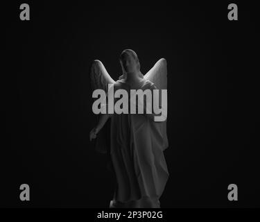 Engelsstatue, 3D Darstellung einer öffentlich zugänglichen Figur. Begriff von Leben und Tod, christliche Mythologie Stockfoto