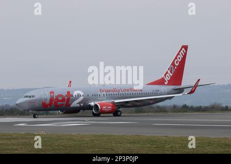 G-JZHP Boeing 737-8mg Jet2 Flughafen Bristol EGGD 04/03/2023 Stockfoto